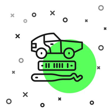 Siyah çizgi araba hırsızlığı ikonu beyaz arka planda izole edilmiş. Vektör.