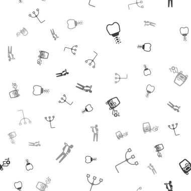 Set Dental implant, Walking stick cane, Disabled car and Human broken arm on seamless pattern. Vector.
