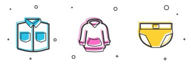 Set Shirt Hoodie and Men underpants icon. Vector.