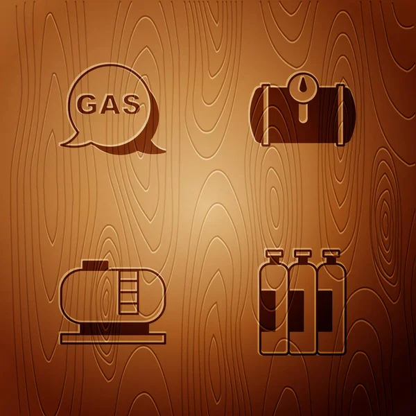 Set Industrial Gas Cylinder Tank Location Station Oil Storage Gas — Stockový vektor