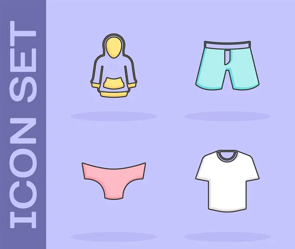 Set Shirt Hoodie Men Underpants Short Icon Vector — Stock Vector
