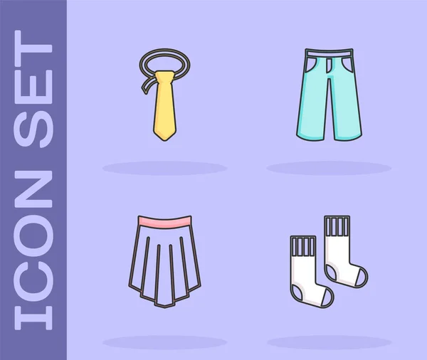 Set Socks Tie Skirt Pants Icon Vector — Stock Vector