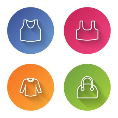 Set line Undershirt Sweater and Handbag. Color circle button. Vector.