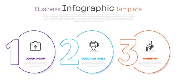 Set Line Car Battery Battery Charge Mechanic Business Infographic Template — Stock Vector