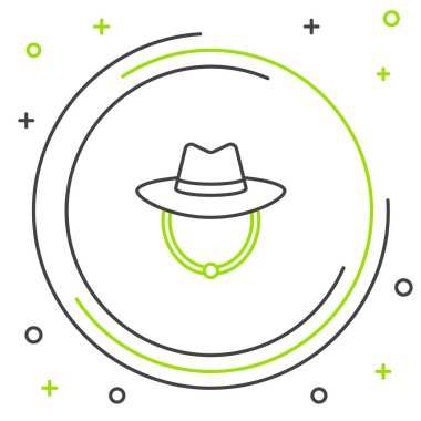 Batılı kovboy şapkası simgesi beyaz arka planda izole edildi. Renkli taslak konsepti. Vektör