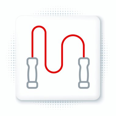 İp atlama simgesi beyaz arkaplanda izole edildi. İp atlıyorum. Spor malzemeleri. Renkli taslak konsepti. Vektör