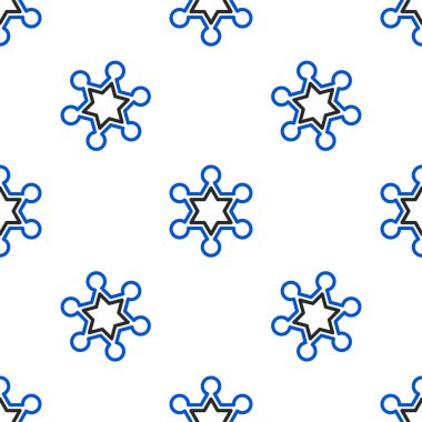 Hat Altıgen Şerif ikonu beyaz arka planda kusursuz desen tespit etti. Polis rozeti ikonu. Renkli taslak konsepti. Vektör