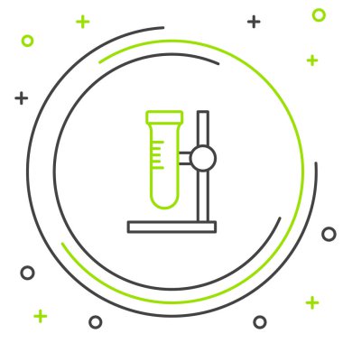 Çizgi Cam test tüpü beyaz arkaplanda izole edilmiş ikon üzerinde. Laboratuvar ekipmanları. Renkli taslak konsepti. Vektör