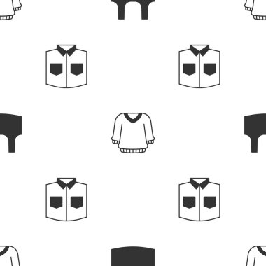 Set Undershirt, Sweater and Shirt on seamless pattern. Vector