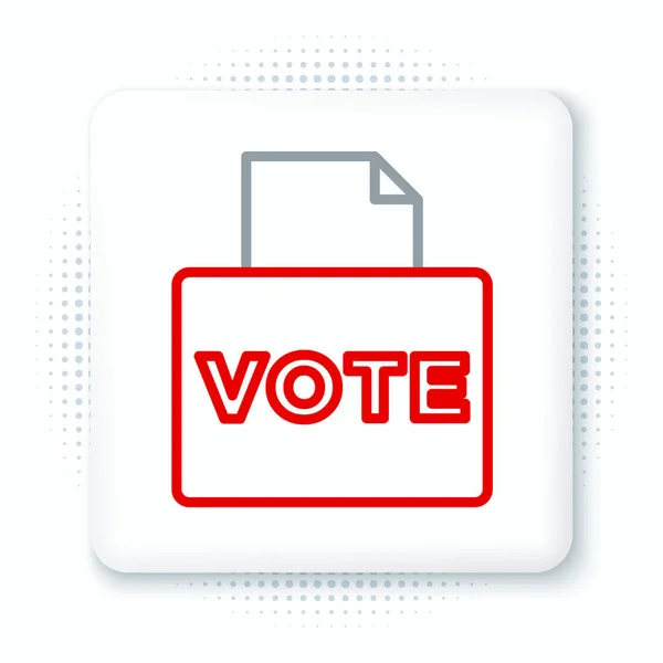Line Vote Box Lub Urna Głosowania Ikoną Koperty Izolowane Białym — Wektor stockowy