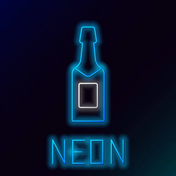 Glowing Neon Line Champagne Botol Ikon Terisolasi Pada Latar Belakang - Stok Vektor