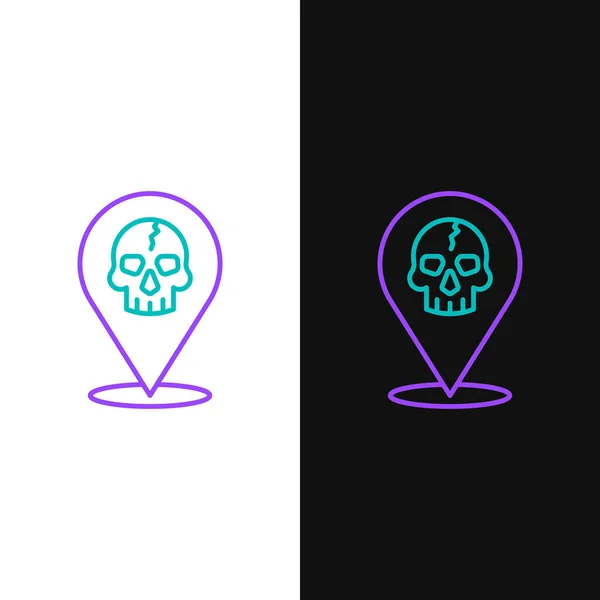 Line Location Pirate Icon Isolated White Black Background Colorful Outline — Image vectorielle