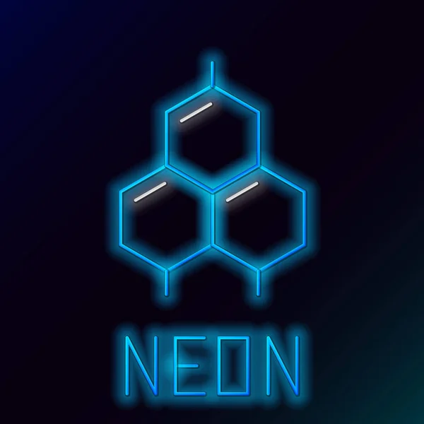Linea Neon Incandescente Icona Formula Chimica Isolata Sfondo Nero Esagono — Vettoriale Stock
