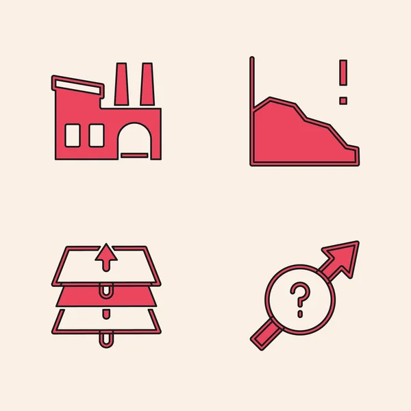 Set Arrow Factory Financial Growth Decrease Layers Icon Vector — Stok Vektör