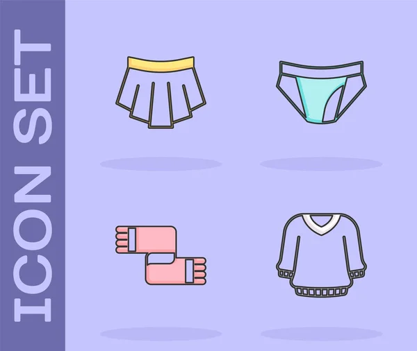Set Sweater Skirt Winter Scarf Men Underpants Icon Vector — Wektor stockowy