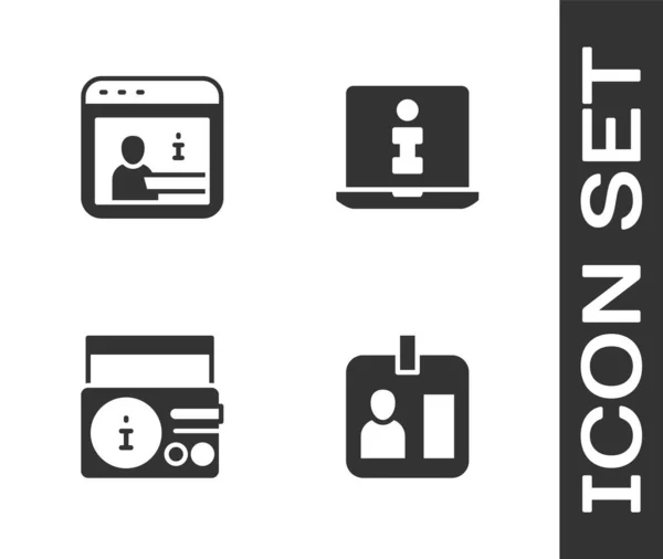 Set Journalist Card Information News Radio Channel Icon Vector — Stockový vektor