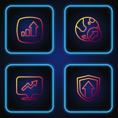 Set line Financial growth and . Gradient color icons. Vector.