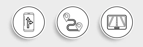 Установка Линии Инфографика Навигации Карте Города Значок Местоположения Маршрута Вектор — стоковый вектор