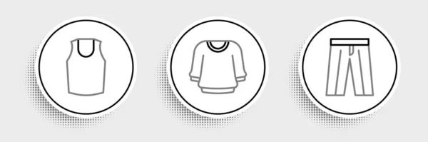 Set Line Pants Undershirt Sweater Icon Vector —  Vetores de Stock