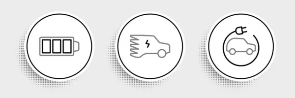 Set Line Electric Car Battery Charge Icon Vector — Stockvektor