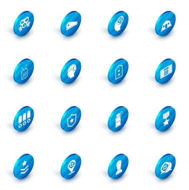 Set Military beret Target sport barracks dog tag Bullet Army soldier Dynamite bomb and rank icon. Vector.