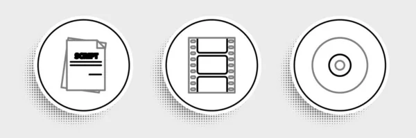 Set Line Dvd Disk Scenario Play Video Icon Vector — Image vectorielle