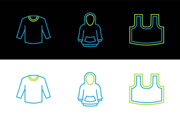 Set Line Undershirt Sweater Hoodie Icon Vector —  Vetores de Stock