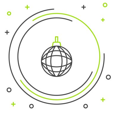 Çizgi Disko topu simgesi beyaz arkaplanda izole edildi. Renkli taslak konsepti. Vektör.