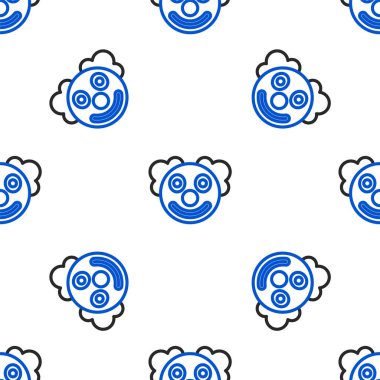 Çizgi palyaçosu baş simgesi beyaz arka planda kusursuz desen izole etti. Renkli taslak konsepti. Vektör.