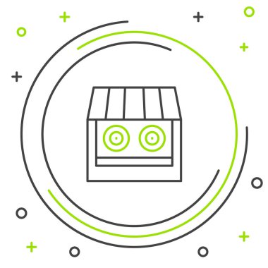 Çizgi çekim galerisi simgesi beyaz arkaplanda izole edildi. Atış poligonu. Renkli taslak konsepti. Vektör.