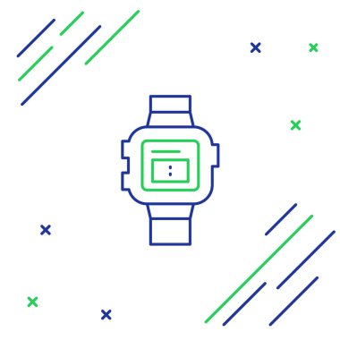 Çizgi bilek izleme simgesi beyaz arkaplanda izole edildi. Kol saati simgesi. Renkli taslak konsepti. Vektör.