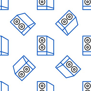 Bilgisayar simgesinin çizgi davası beyaz arkaplandaki kusursuz deseni izole etti. Bilgisayar sunucusu. İş istasyonu. Renkli taslak konsepti. Vektör.