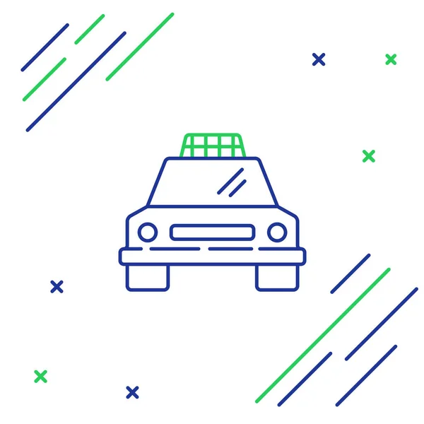 Line Taxi Autó Ikon Elszigetelt Fehér Háttér Színes Vázlat Koncepció — Stock Vector