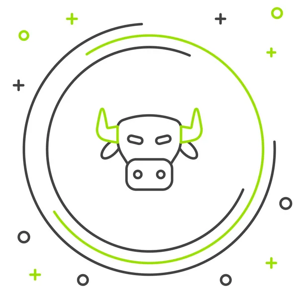 Ícone Cabeça Vaca Linha Isolado Fundo Branco Conceito Esboço Colorido —  Vetores de Stock