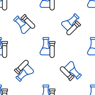Çizgi Test tüpü ve matara kimyasal test ikonu beyaz arka planda izole edilmiş kusursuz desen. Laboratuvar cam levhası. Renkli taslak konsepti. Vektör.