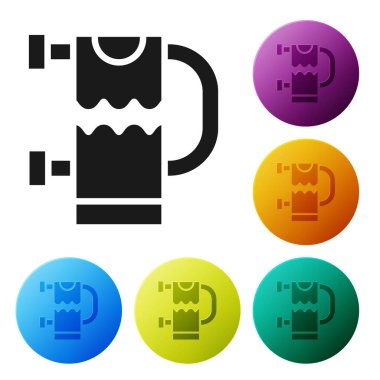 Black Heated towel rail icon isolated on white background. Set icons in color circle buttons. Vector.