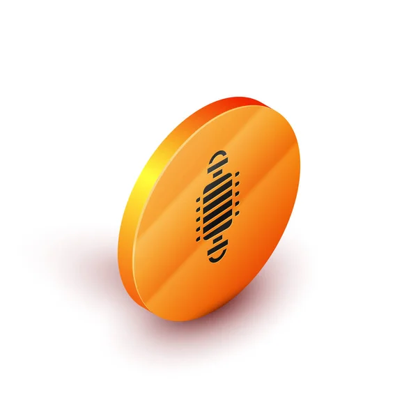 Isometric Bicycle Suspension Icon Isolated White Background Orange Circle Button — Vetor de Stock