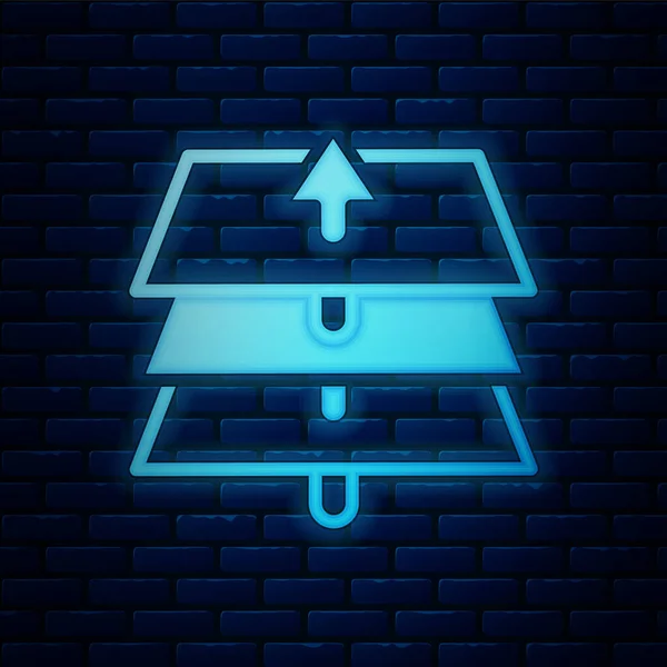 Glowing Neon Layers Icon Isolated Brick Wall Background Vector — Archivo Imágenes Vectoriales