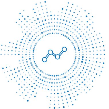 Mavi çizgi grafiği, çizelgesi, çizelgesi, diyagramı, bilgi grafiği, beyaz arkaplanda izole edilmiş turta grafik simgesi. Soyut çember rastgele noktalar. Vektör.