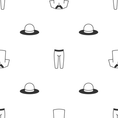 Set Shirt Leggings and Man hat on seamless pattern. Vector.