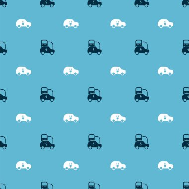 Elektrikli arabayı ayarlayın ve kusursuz desen oluşturun. Vektör.