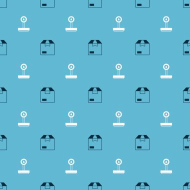 Set Carton cardboard box and Scale on seamless pattern. Vector.