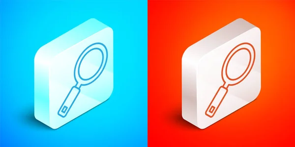 Isometric Line Magnifying Glass Icon Isolated Blue Red Background Search — Image vectorielle