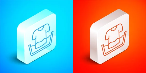 Isometric Line Plastic Basin Shirt Icon Isolated Blue Red Background — Stock vektor