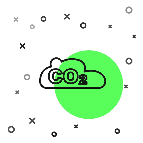 Black Line Co2 Emissions Cloud Icon Isolated White Background Carbon — Stock Vector