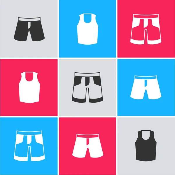 Set Short Pants Undershirt Icon Vector — Stock Vector
