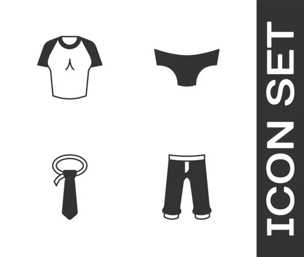 Set Pants Shirt Tie Men Underpants Icon Vector — Stock Vector