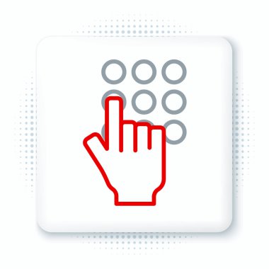 Beyaz arkaplanda satır parola koruması ve güvenlik erişim simgesi izole edildi. Güvenlik, güvenlik, koruma, gizlilik kavramı. Renkli taslak konsepti. Vektör.