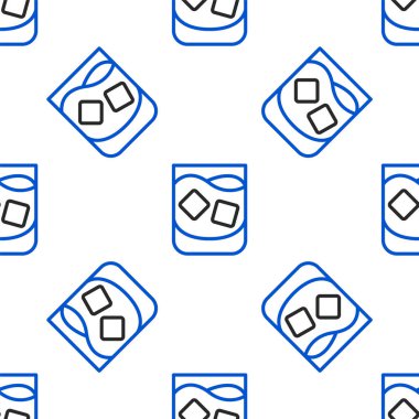 Çizgili viski ve buz küpleri simgesi beyaz arka planda izole edilmiş. Renkli taslak konsepti. Vektör.