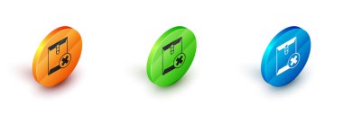 Isometric Delete envelope icon isolated on white background. Delete or error letter. Cross on message. Rejected mail. Circle button. Vector.